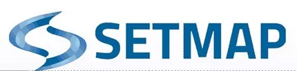 A blue and white logo for setia